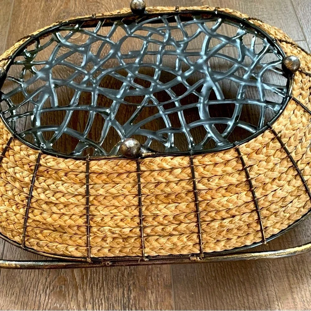 Woven Basket with Metal Frame